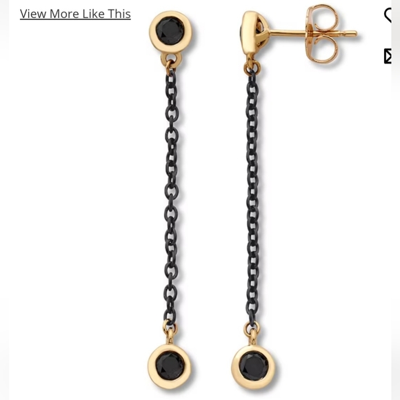 Kay, Bezel-Set Black Diamond, Rose Gold Drop Earrings & Necklace Set - Picture 6 of 8